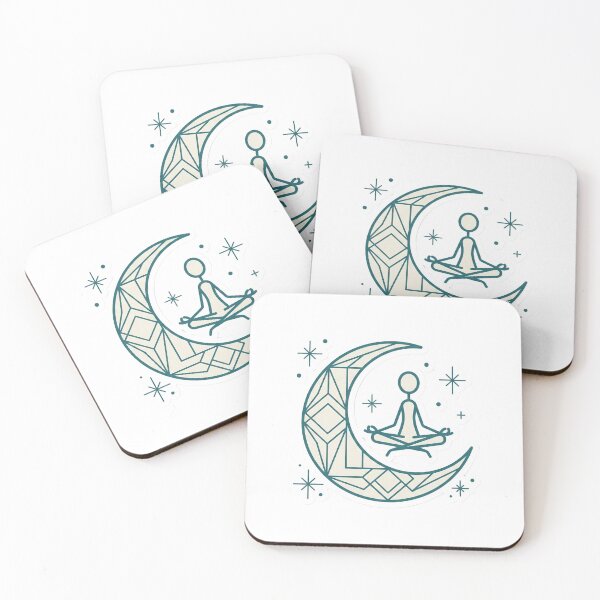 Item preview, Neo Deco Celestial Stickman Meditating Zen Goth Aesthetic Teal designed and sold by StickyGuys.