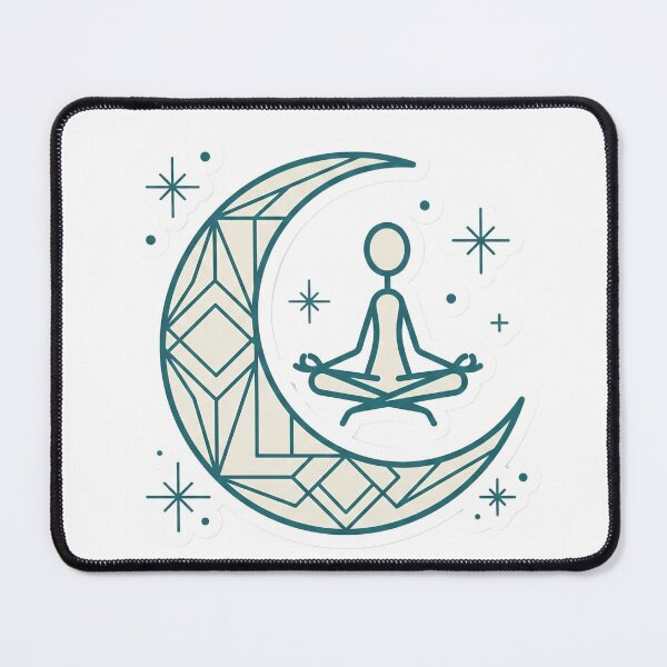 Item preview, Neo Deco Celestial Stickman Meditating Zen Goth Aesthetic Teal designed and sold by StickyGuys.