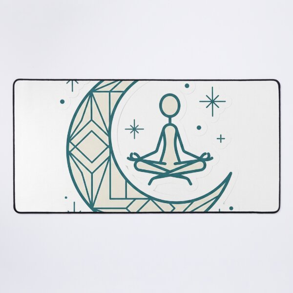 Item preview, Neo Deco Celestial Stickman Meditating Zen Goth Aesthetic Teal designed and sold by StickyGuys.