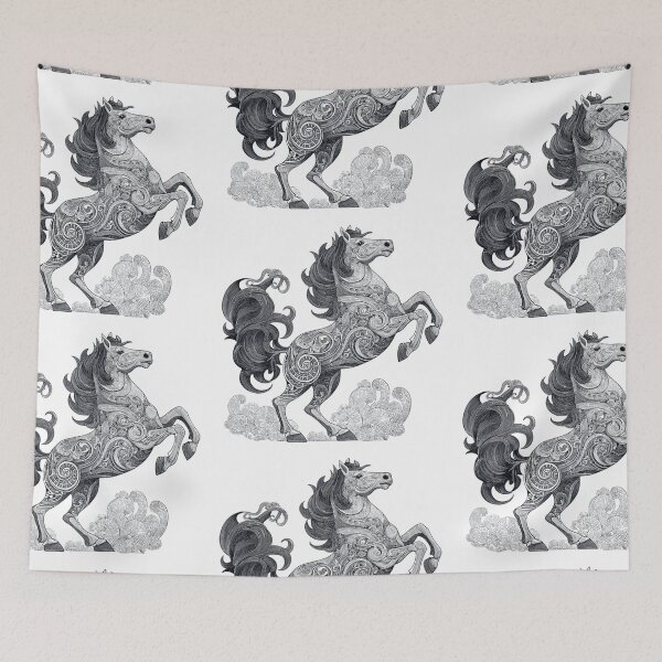 Item preview, Black swirly horse designed and sold by MendaciousMina.