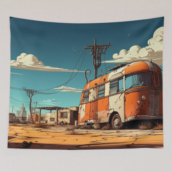 Item preview, Retro Texas Desert Art - Texas Oasis RV Van - Vintage Road Trip Illustration designed and sold by TXBloodMNY2024.