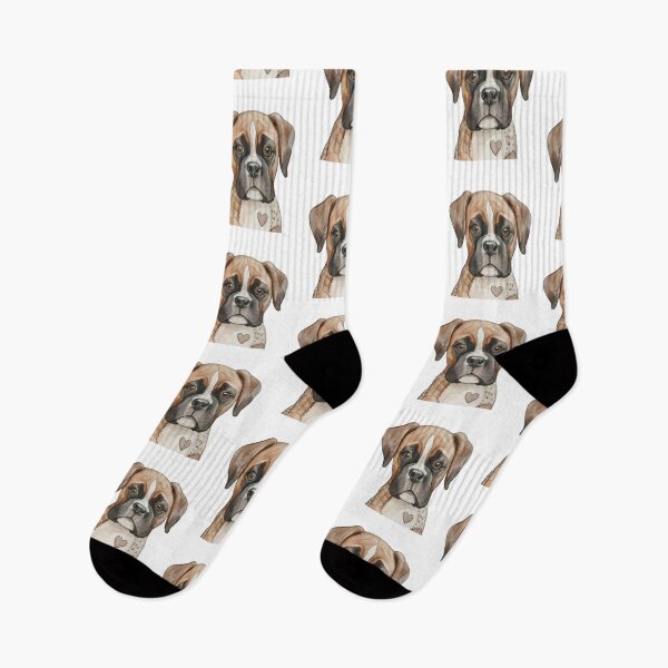 Item preview, Boxer Dog Puppy Watercolor Illustration designed and sold by hexenor.