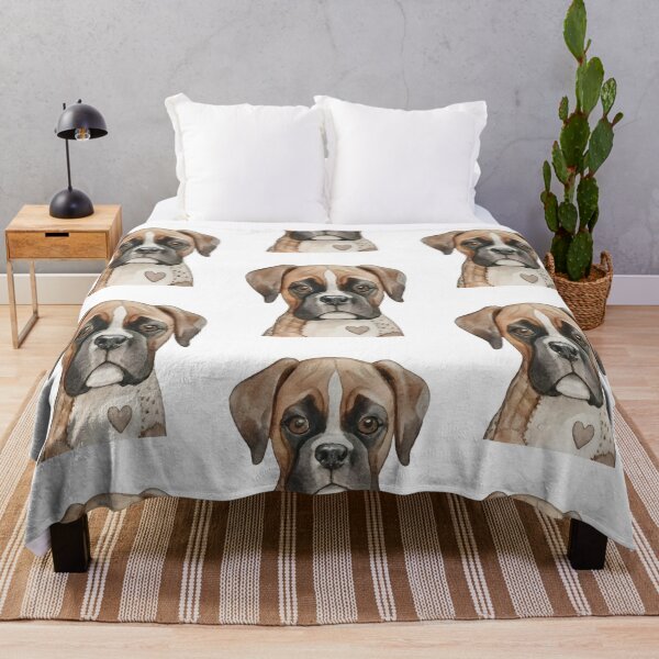 Item preview, Boxer Dog Puppy Watercolor Illustration designed and sold by hexenor.