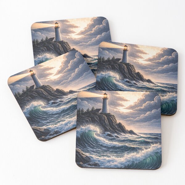 Item preview, Lighthouse in Stormy Seas designed and sold by kurtulushstudio.