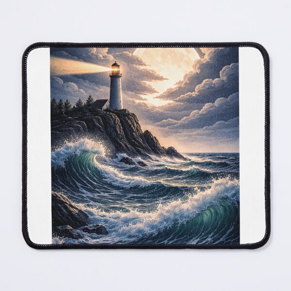Item preview, Lighthouse in Stormy Seas designed and sold by kurtulushstudio.