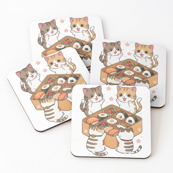 Item preview, cat japan Playful cats surrounding a bento box designed and sold by Uglyandcute.