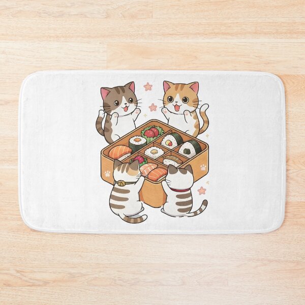 Item preview, cat japan Playful cats surrounding a bento box designed and sold by Uglyandcute.
