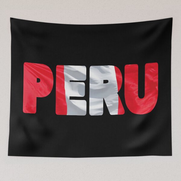 Item preview, PERU - Flag Flying in Wind cut to Letters Souvenir Sticker Shirt designed and sold by Adam Gormley.