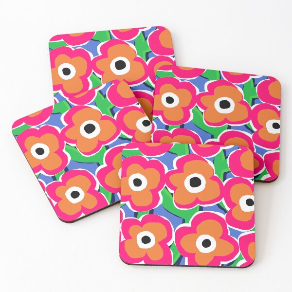 Item preview, Big Bold Modern Maxi Flowers in Vivid Raspberry and Orange designed and sold by Deutschic.