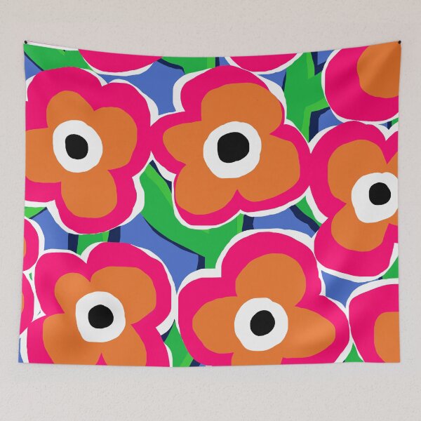 Item preview, Big Bold Modern Maxi Flowers in Vivid Raspberry and Orange designed and sold by Deutschic.