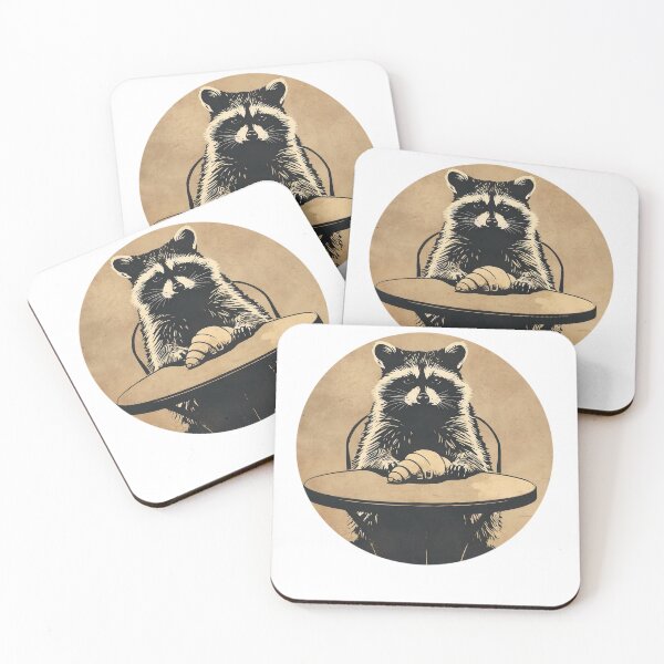 Item preview, Racoon eating breakfast designed and sold by KitCatCards.