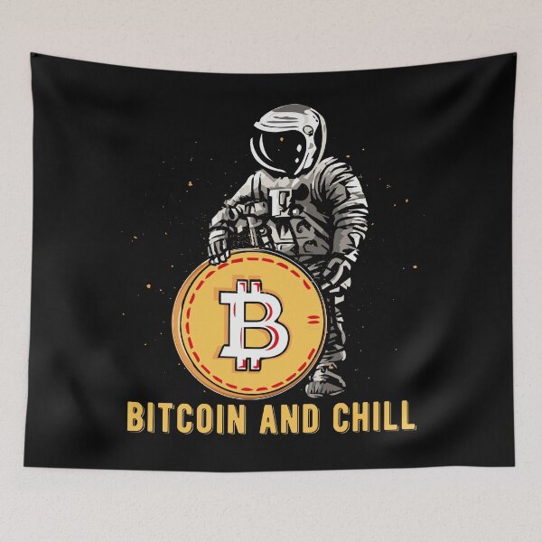 Item preview, Bitcoin and Chill Astronaut Crypto Design designed and sold by MOFAPPAREL.