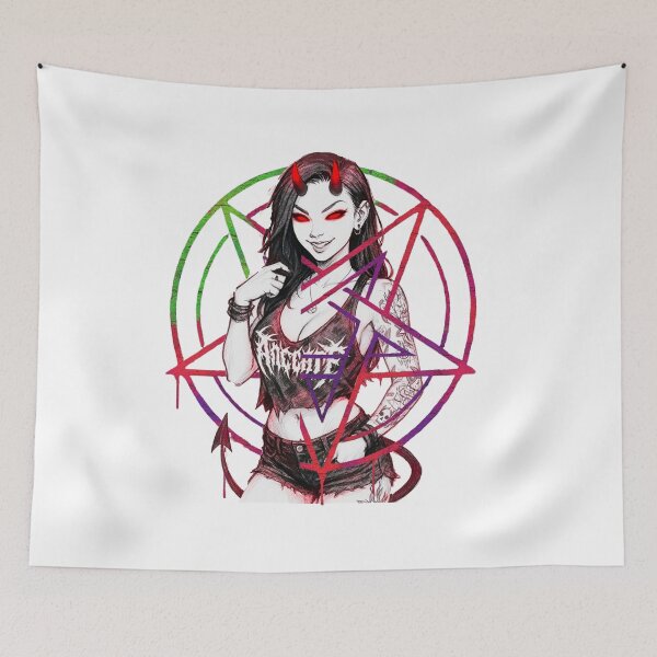 Item preview, Anime Gothic Girl Art - Heavenly Heretic Allevilo - Pentagram Illustration designed and sold by TXBloodMNY2024.