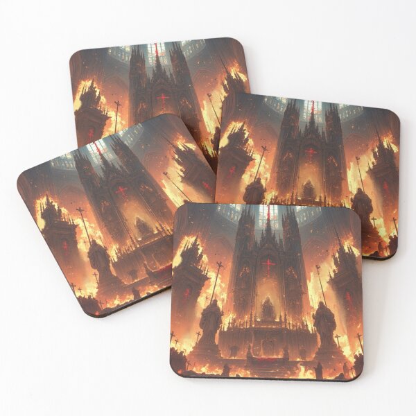 Item preview, Dark Fantasy Castle Art - Cathedral of Flames - Gothic Architecture designed and sold by TXBloodMNY2024.