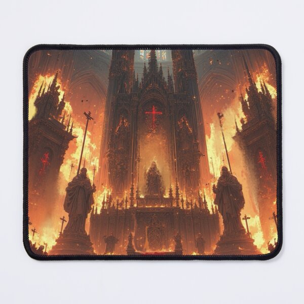 Item preview, Dark Fantasy Castle Art - Cathedral of Flames - Gothic Architecture designed and sold by TXBloodMNY2024.