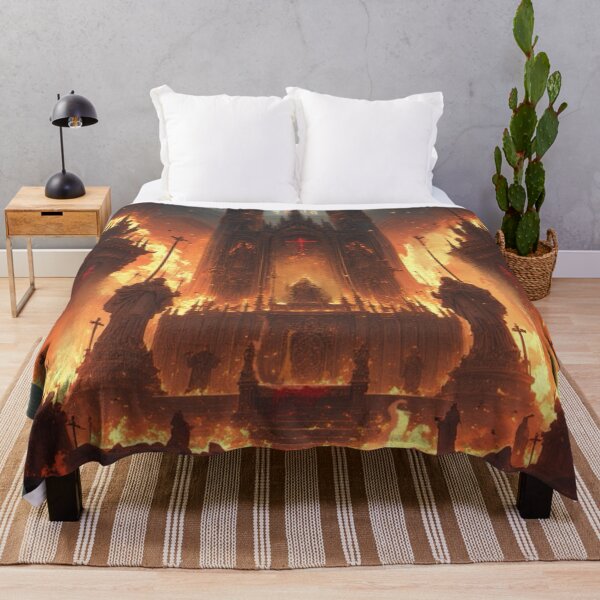 Item preview, Dark Fantasy Castle Art - Cathedral of Flames - Gothic Architecture designed and sold by TXBloodMNY2024.