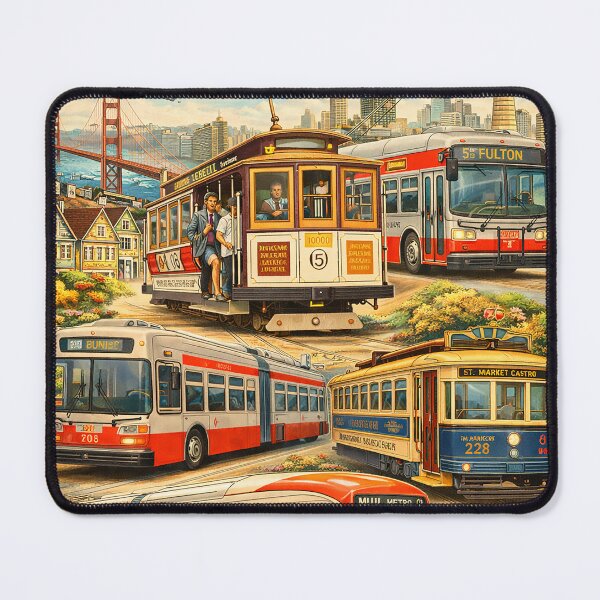 Item preview, San Francisco MUNI System – Illustrated Transit Collage Poster designed and sold by PIXEL POP DESIGNS - Beyond the Norm!.