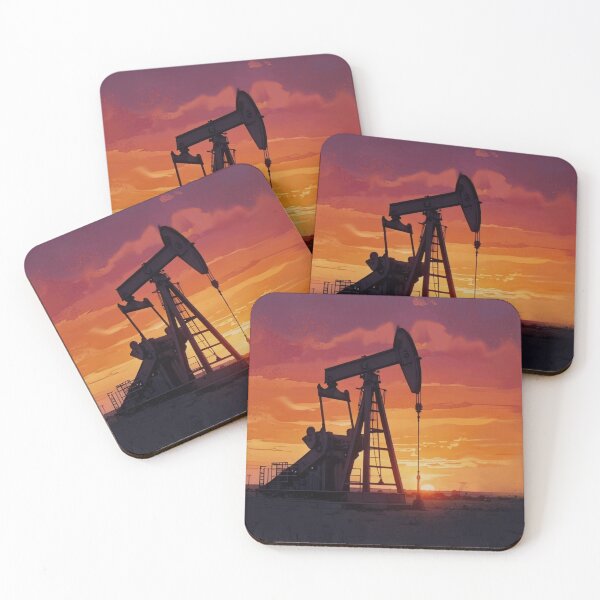 Item preview, Texas Oil Field Art - West Texas Gold Sunset - Industrial Landscape designed and sold by TXBloodMNY2024.