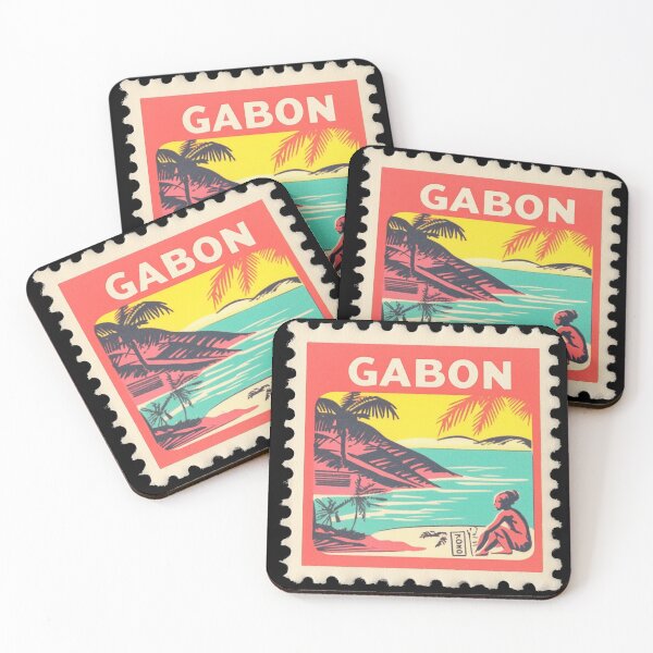 Item preview, Vintage Gabon Postage Stamp Art - Tropical Atlantic Coast & Palms designed and sold by tiigerdad.