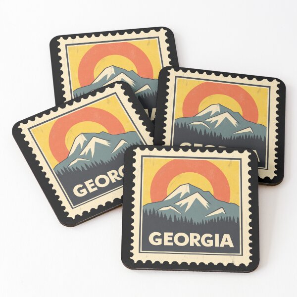 Item preview, Vintage Georgia Postage Stamp Art - Caucasus Mountain Peaks designed and sold by tiigerdad.
