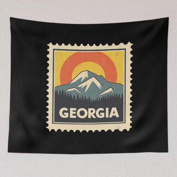 Item preview, Vintage Georgia Postage Stamp Art - Caucasus Mountain Peaks designed and sold by tiigerdad.