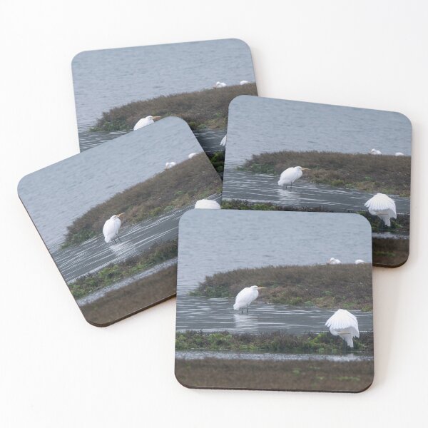 Item preview, Great Egrets in estuary with wing detail designed and sold by lisavonbiela.