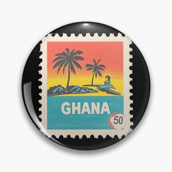 Item preview, Vintage Ghana Postage Stamp Art - Black Star Gate & Sunset Palms designed and sold by tiigerdad.