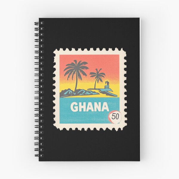 Item preview, Vintage Ghana Postage Stamp Art - Black Star Gate & Sunset Palms designed and sold by tiigerdad.