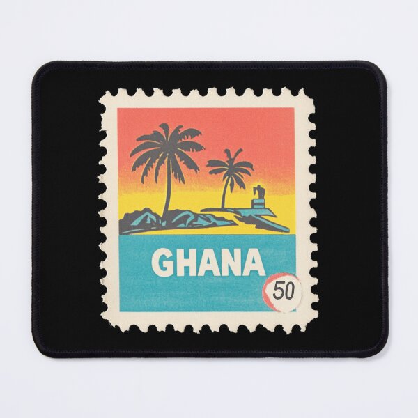 Item preview, Vintage Ghana Postage Stamp Art - Black Star Gate & Sunset Palms designed and sold by tiigerdad.
