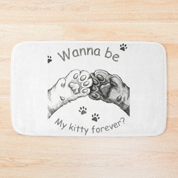 Item preview, Wanna Be My Kitty Forever - Cute Cat Paws Fist Bump Pencil Sketch designed and sold by TeezOfMadness.