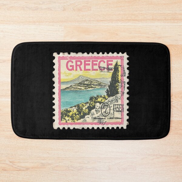 Item preview, Vintage Greece Postage Stamp Art - Mediterranean Coastal Paradise designed and sold by tiigerdad.