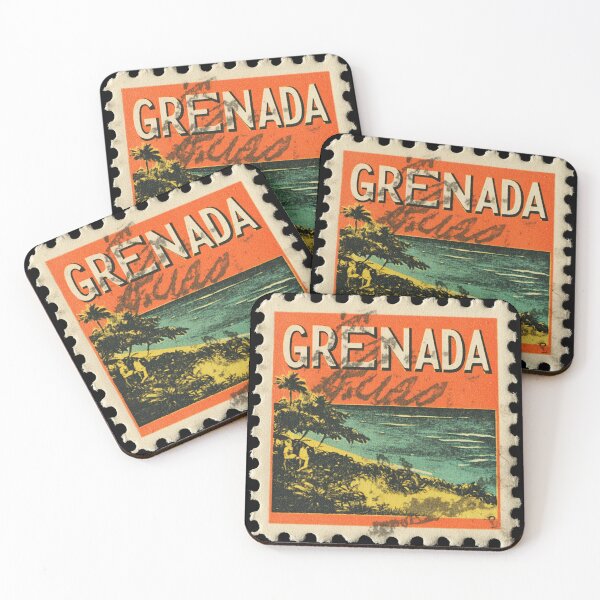 Item preview, Vintage Grenada Postage Stamp Art - Tropical Spice Isle Coast designed and sold by tiigerdad.