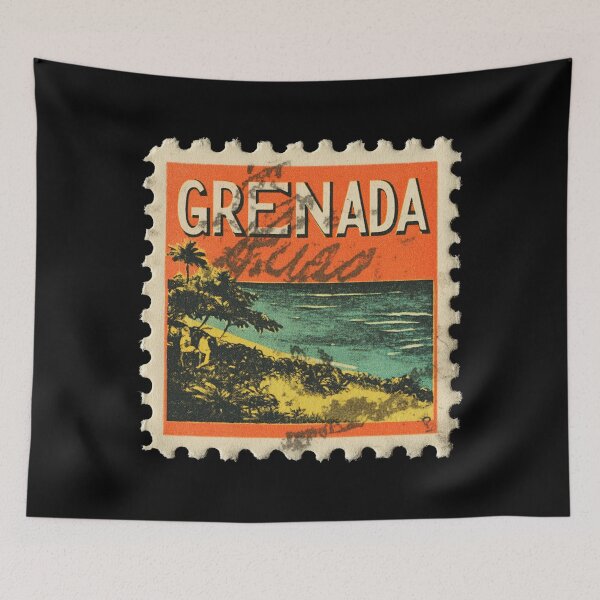 Item preview, Vintage Grenada Postage Stamp Art - Tropical Spice Isle Coast designed and sold by tiigerdad.