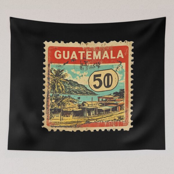 Item preview, Vintage Guatemala Postage Stamp Art - Lake Atitlan & Volcano designed and sold by tiigerdad.