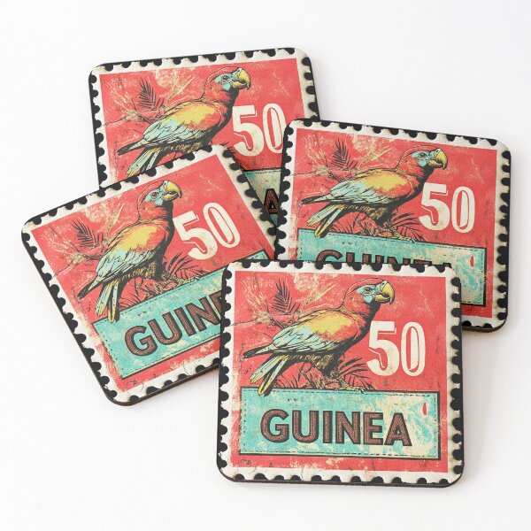 Item preview, Vintage Guinea Postage Stamp Art - Tropical Parrot Illustration designed and sold by tiigerdad.