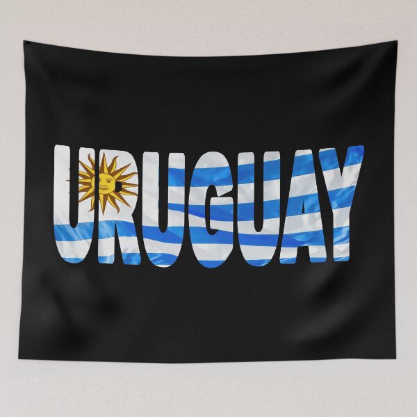 Item preview, URUGUAY - Flag Flying in Wind cut to Letters Souvenir Sticker Shirt designed and sold by Adam Gormley.
