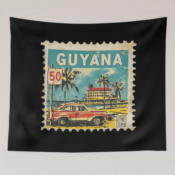 Item preview, Vintage Guyana Postage Stamp Art - Georgetown Colonial Coast designed and sold by tiigerdad.
