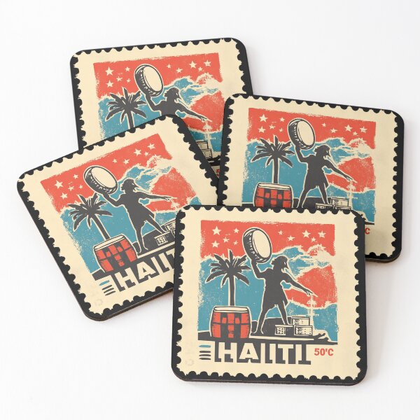 Item preview, Vintage Haiti Postage Stamp Art - Caribbean Rhythms & Stars designed and sold by tiigerdad.