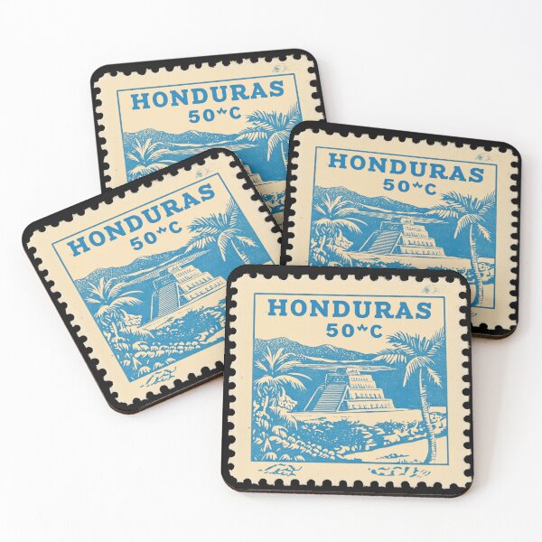 Item preview, Vintage Honduras Postage Stamp Art - Maya Pyramid & Palms designed and sold by tiigerdad.
