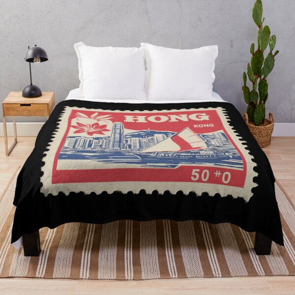 Item preview, Vintage Hong Kong Postage Stamp Art - Junk Boat & Skyline designed and sold by tiigerdad.