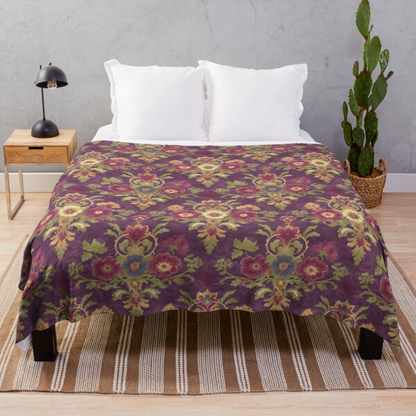 Item preview, Plum Baroque Damask Floral Scrollwork Pattern designed and sold by bubblegoth.