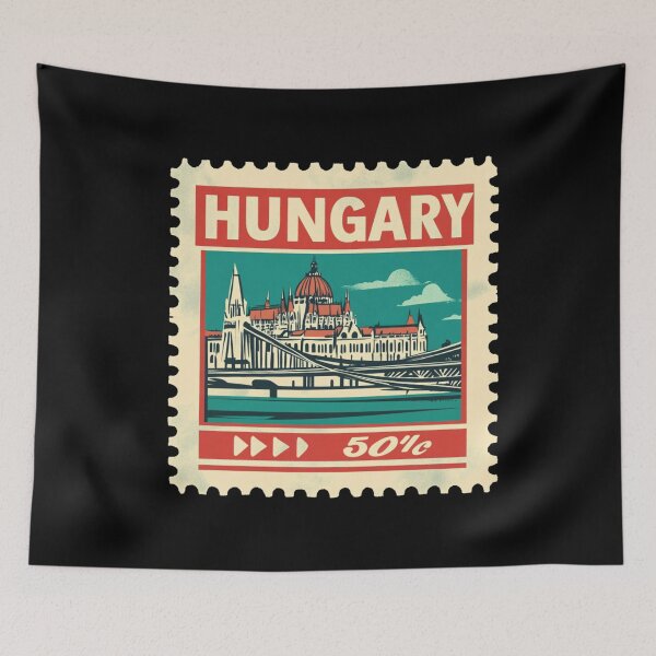 Item preview, Vintage Hungary Postage Stamp Art - Budapest Parliament & Danube designed and sold by tiigerdad.