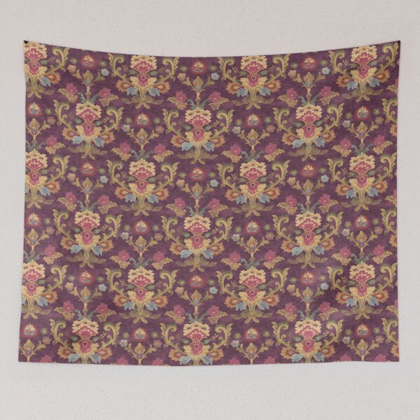 Item preview, Antique Purple Baroque Damask Florals Pattern designed and sold by bubblegoth.