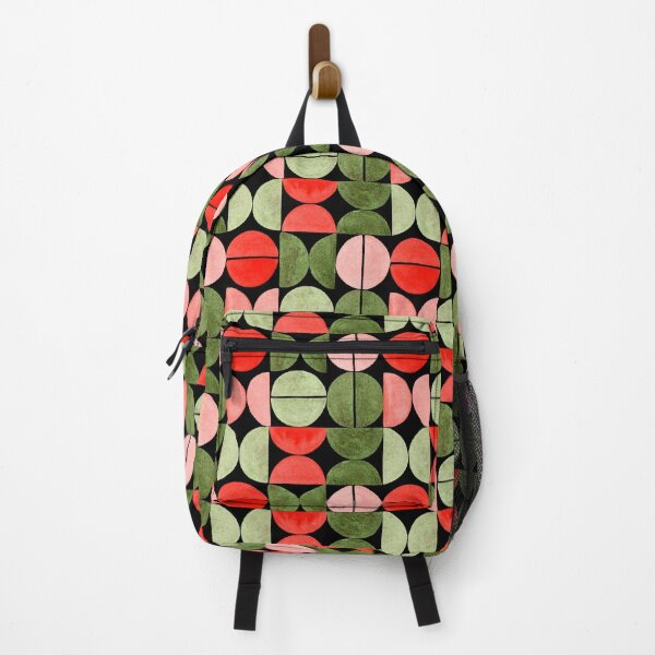 Item preview, Red and Green Semicircles Geometric Pattern in Watercolor designed and sold by andrebalest.art.