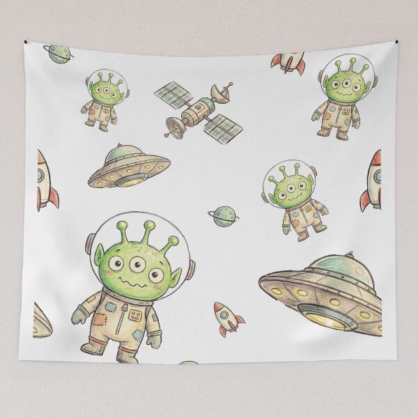 Item preview, Cute Hand-Drawn Alien Pattern — Cosmic Cartoon Creature Art designed and sold by unthinkabletees.