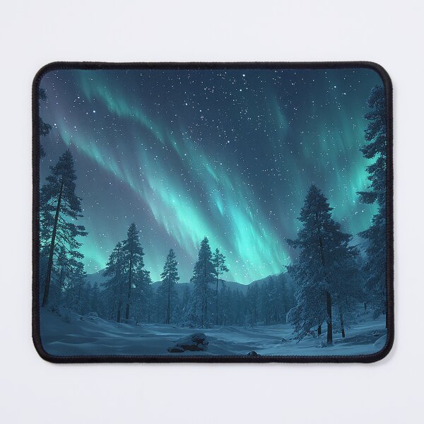 Item preview, Aurora borealis snowy night designed and sold by FatBirdie.