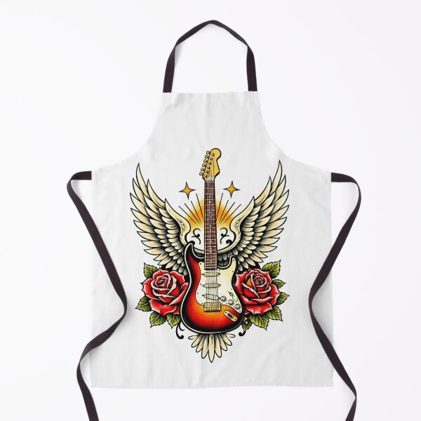 Item preview, Electric Guitar with Wings and Roses old school Tattoo Art designed and sold by creativevandal.