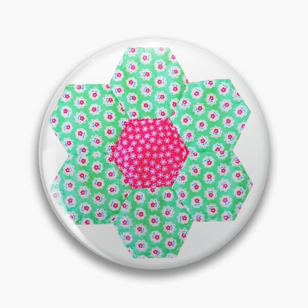 Item preview, Pink and Green Floral Hexagon Patchwork Flower designed and sold by Miss Sherry's Home.