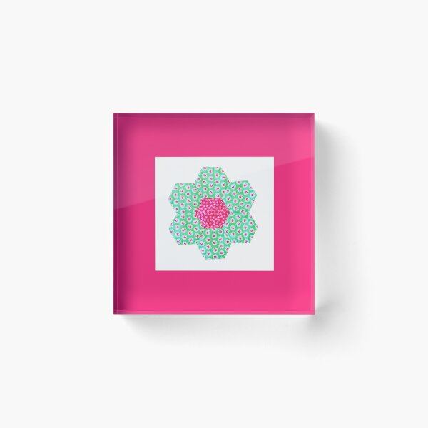 Item preview, Pink and Green Floral Hexagon Patchwork Flower designed and sold by Miss Sherry's Home.