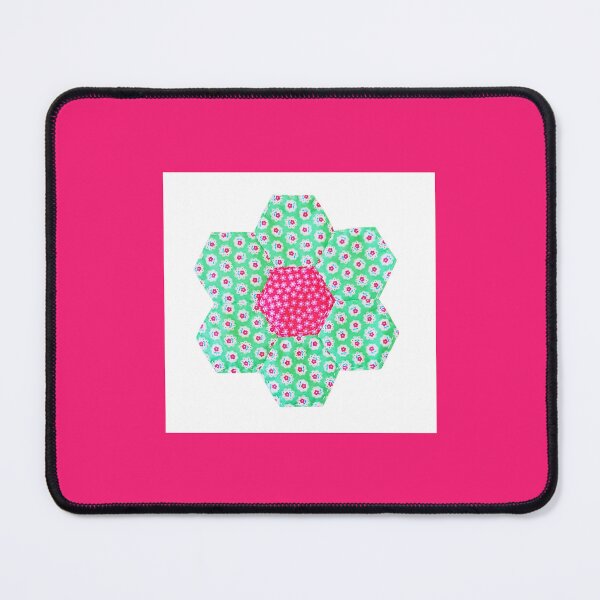 Item preview, Pink and Green Floral Hexagon Patchwork Flower designed and sold by Miss Sherry's Home.